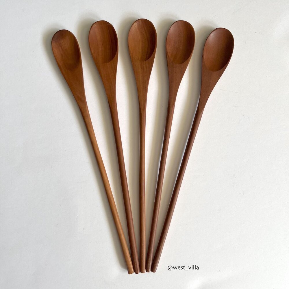 Long Handle Wooden Spoon Rustic Wood Handmade Tasting Stirring
